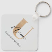 Modern Monogrammed Initiaal U & Naam Gepersonalise Sleutelhanger (Achterkant)