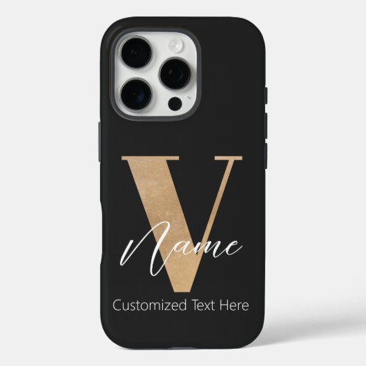 Modern Monogrammed Initiaal V & Naam Gepersonalise Case-Mate iPhone Case (Achterkant)