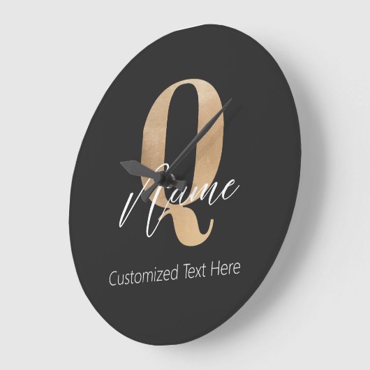 Modern Monogrammed Initial Q & Name Personalized Grote Klok (Hoek)