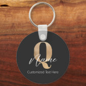 Modern Monogrammed Initial Q & Name Personalized Sleutelhanger (Achterkant)