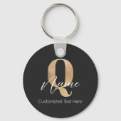Modern Monogrammed Initial Q & Name Personalized Sleutelhanger (Achterkant)
