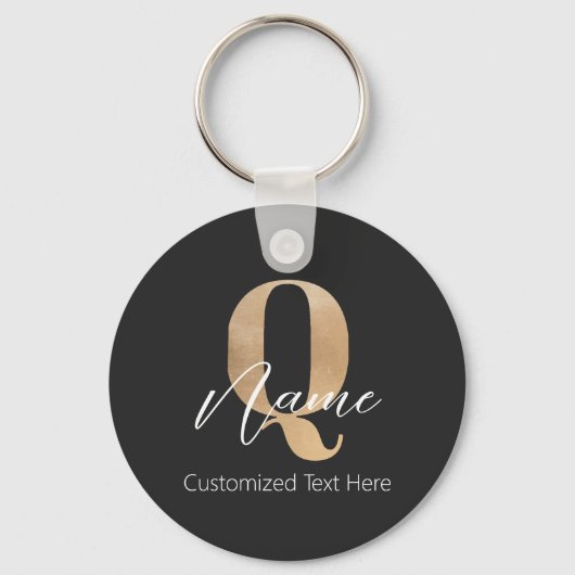Modern Monogrammed Initial Q & Name Personalized Sleutelhanger (Achterkant)