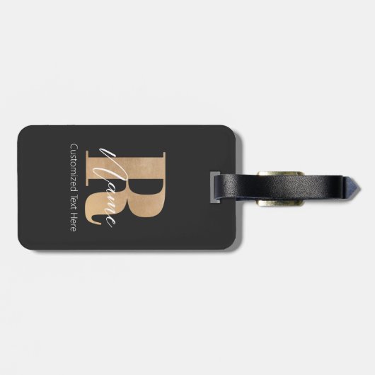 Modern Monogrammed Initial R & Name Personalized Bagagelabel (Achterkant horizontaal)