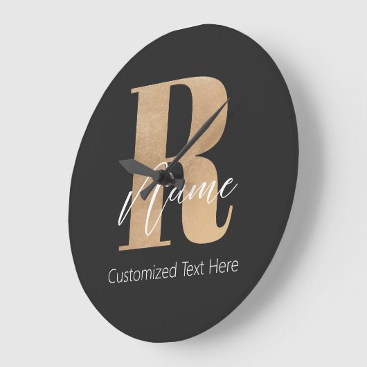Modern Monogrammed Initial R & Name Personalized Grote Klok (Hoek)