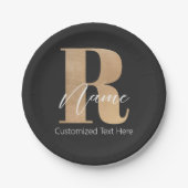 Modern Monogrammed Initial R & Name Personalized Papieren Bordje (Voorkant)