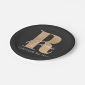 Modern Monogrammed Initial R & Name Personalized Papieren Bordje (Gekanteld)