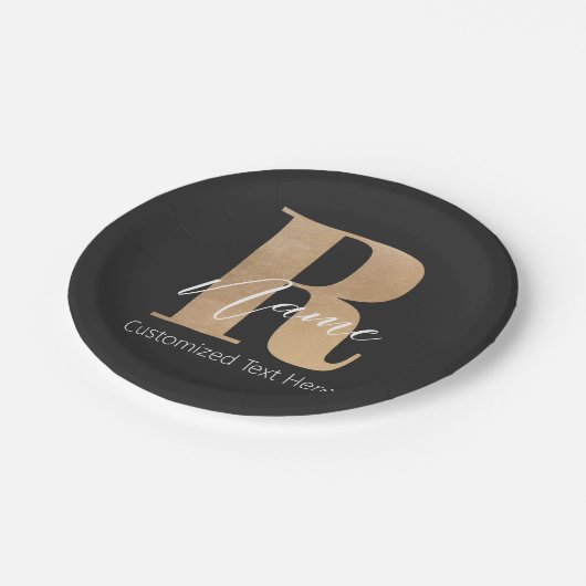 Modern Monogrammed Initial R & Name Personalized Papieren Bordje (Gekanteld)