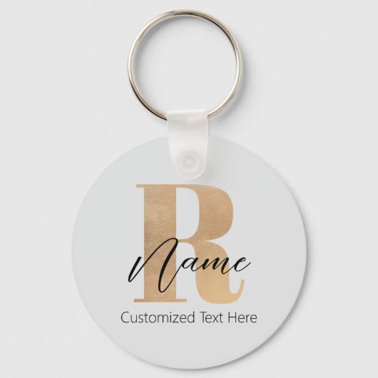 Modern Monogrammed Initial R & Name Personalized Sleutelhanger (Voorkant)