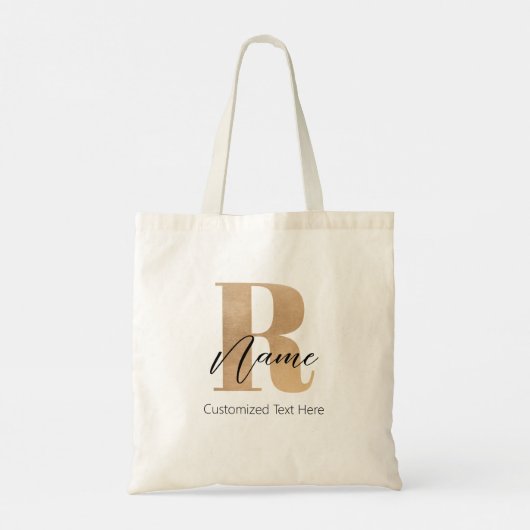 Modern Monogrammed Initial R & Name Personalized Tote Bag (Achterkant)