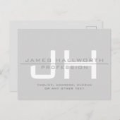 Modern Monogrammed Initialen (of andere tekst) Gri Briefkaart (Voorkant / Achterkant)