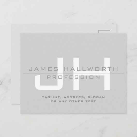 Modern Monogrammed Initialen (of andere tekst) Gri Briefkaart (Voorkant / Achterkant)