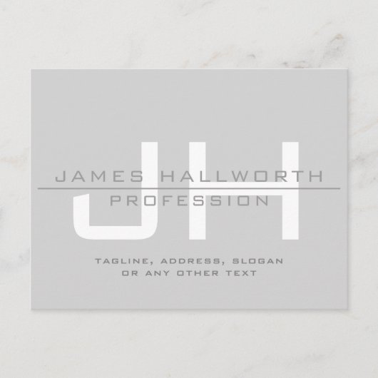 Modern Monogrammed Initialen (of andere tekst) Gri Briefkaart (Voorkant)