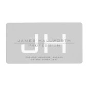 Modern Monogrammed Initialen (of andere tekst) Gri Etiket (Voorkant)