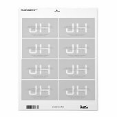 Modern Monogrammed Initialen (of andere tekst) Gri Etiket (Full Sheet)