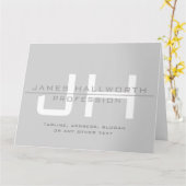 Modern Monogrammed Initialen (of andere tekst) Gri Kaart (Gele Bloem)