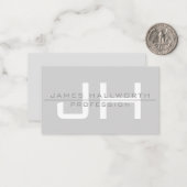 Modern Monogrammed Initialen (of andere tekst) Gri Notitiekaartje (Voorkant / Achterkant in situ)