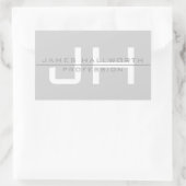 Modern Monogrammed Initialen (of andere tekst) Gri Rechthoekige Sticker (Tas)