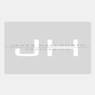 Modern Monogrammed Initialen (of andere tekst) Gri Rechthoekige Sticker