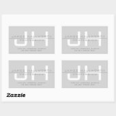 Modern Monogrammed Initialen (of andere tekst) Gri Rechthoekige Sticker (Vel)