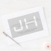 Modern Monogrammed Initialen (of andere tekst) Gri Rechthoekige Sticker (Envelop)