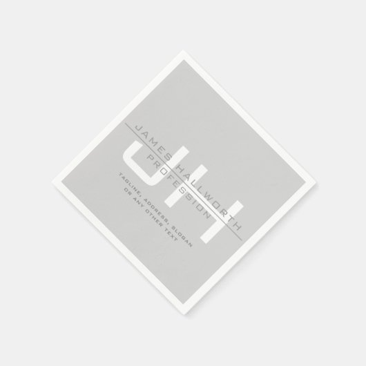 Modern Monogrammed Initialen (of andere tekst) Gri Servet (Hoek)