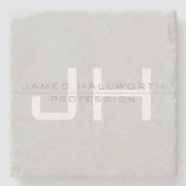 Modern Monogrammed Initialen (of andere tekst) Gri Stenen Onderzetter (Voorkant)