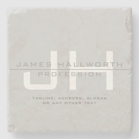 Modern Monogrammed Initialen (of andere tekst) Gri Stenen Onderzetter (Voorkant)