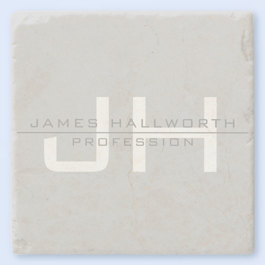 Modern Monogrammed Initialen (of andere tekst) Gri Stenen Onderzetter