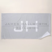 Modern Monogrammed Initialen (of andere tekst) Gri Strandlaken (Voorkant)