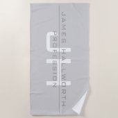 Modern Monogrammed Initialen (of andere tekst) Gri Strandlaken (Voorkant)