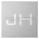 Modern Monogrammed Initialen (of andere tekst) Gri Tegeltje (Voorkant)