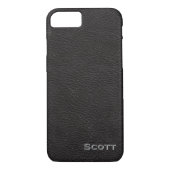 Modern Monogrammed Masculine Black Leather Case-Mate iPhone Case (Achterkant)