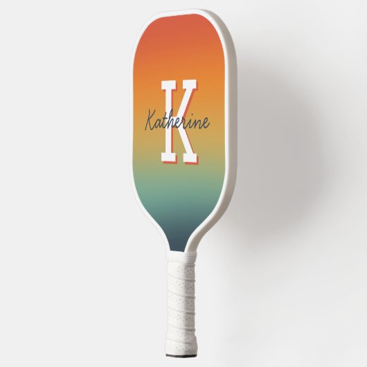 Modern Monogrammed Name Cool Gradient  Pickleball Paddle (Links)