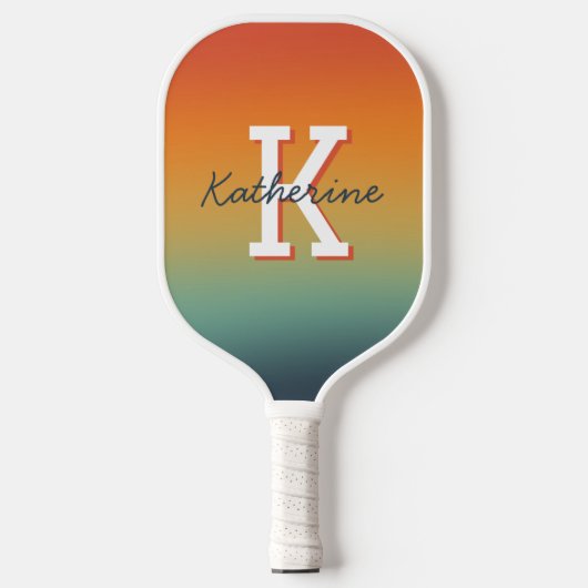 Modern Monogrammed Name Cool Gradient  Pickleball Paddle (Voorkant)