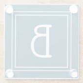 Modern Monogrammed Ocean Blue & White Initiaal Glazen Onderzetter (Achterkant)