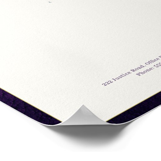 Modern monogrammed printable letterhead purple poster (Hoek)