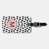 Modern Monogrammed Roze Bagagelabel (Voorkant horizontaal)