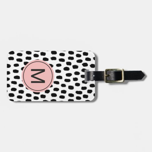 Modern Monogrammed Roze Bagagelabel (Voorkant horizontaal)