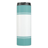 Modern Monogrammed Script Blauwgroen Thermosbeker (Achterkant)