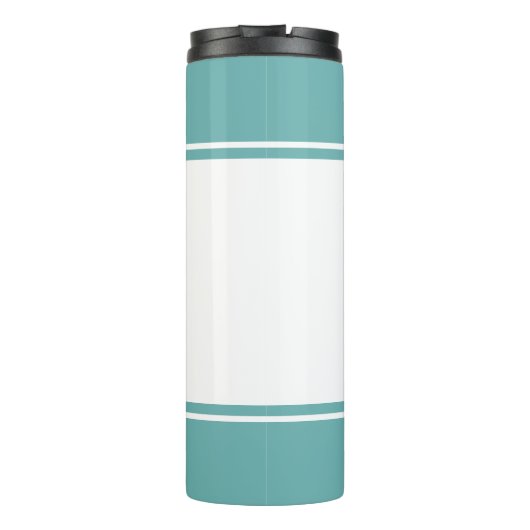 Modern Monogrammed Script Blauwgroen Thermosbeker (Achterkant)