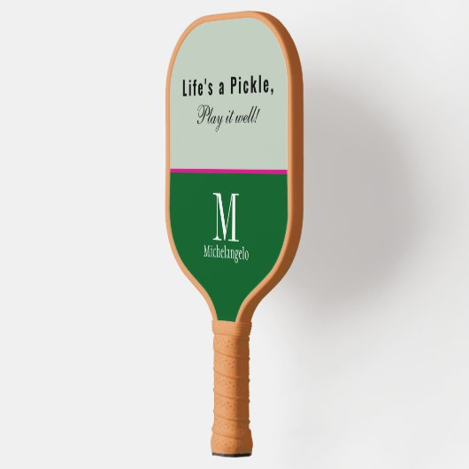 Modern Monogrammed Script Elegant Forest Green Pickleball Paddle (Links)