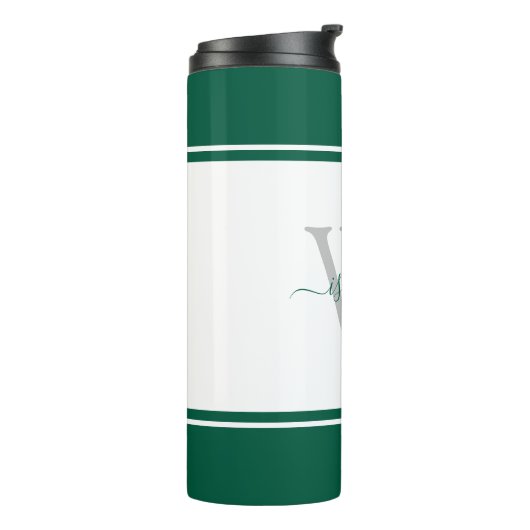 Modern Monogrammed Script Emerald Green Thermosbeker (Gedraaid links)