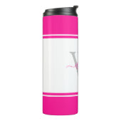 Modern Monogrammed Script Hot Pink Thermosbeker (Gedraaid links)