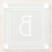 Modern Monogrammed Soft Evergreen & White Initiaal Glazen Onderzetter (Achterkant)