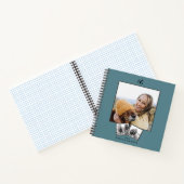 Modern Monogrammed Turquoise Blue 3-Photo Notitieboek (Binnen)