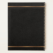 Modern monogrammed zwart goud elegante naam script planner (Achterkant)