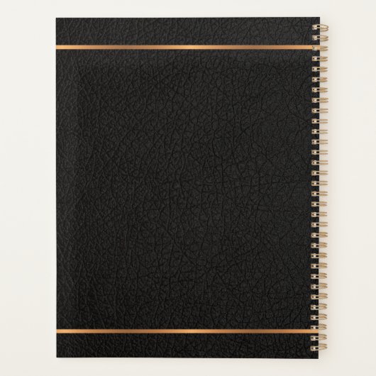 Modern monogrammed zwart goud elegante naam script planner (Achterkant)