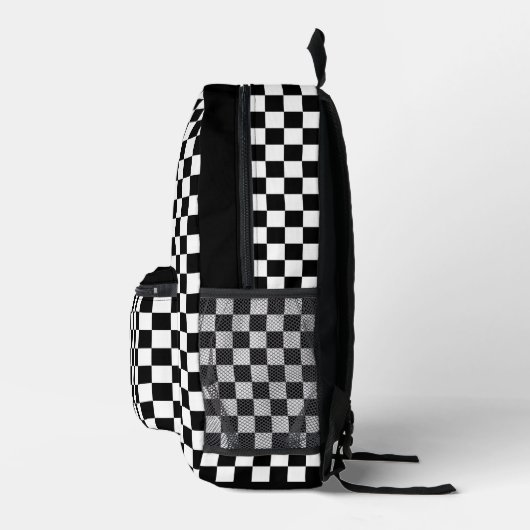 Modern Monogrammed Zwart-wit Controleer Patroon Bedrukte Rugzak (Rechts)