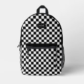 Modern Monogrammed Zwart-wit Controleer Patroon Bedrukte Rugzak (Voorkant)