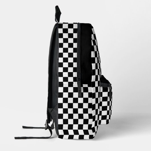 Modern Monogrammed Zwart-wit Controleer Patroon Bedrukte Rugzak (Links)